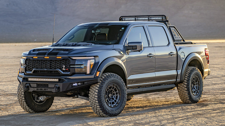 Ford Shelby Raptor parked in a desert landscape