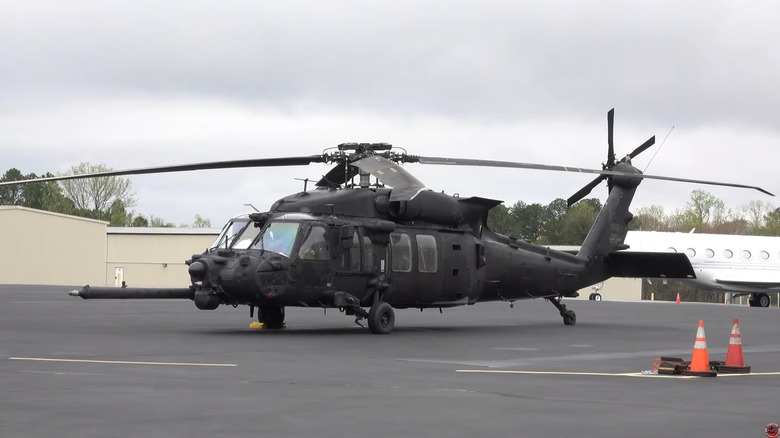 A SOCOM MH-60 Black Hawk helicopter on the ground