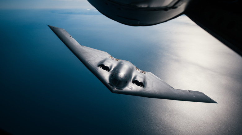 A B-2 in flight over England