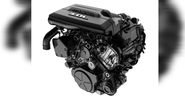 RAM 3.0L Ecodiesel engine pictured