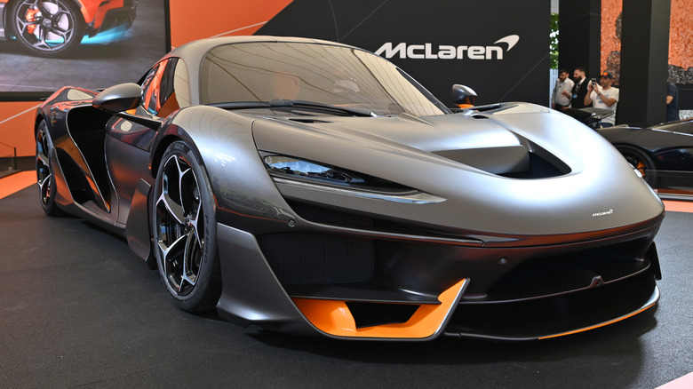 The McLaren W1 hybrid hypercar is displayed during the Goodwood Festival of Speed