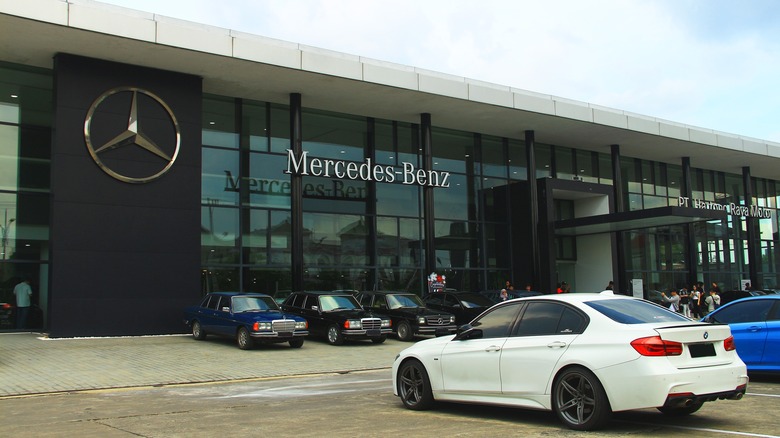 White BMW 3 Series F30 at Mercedes Benz Dealer, Surabaya