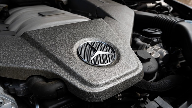 Close-up of the top of a powerful AMG C 63 motor