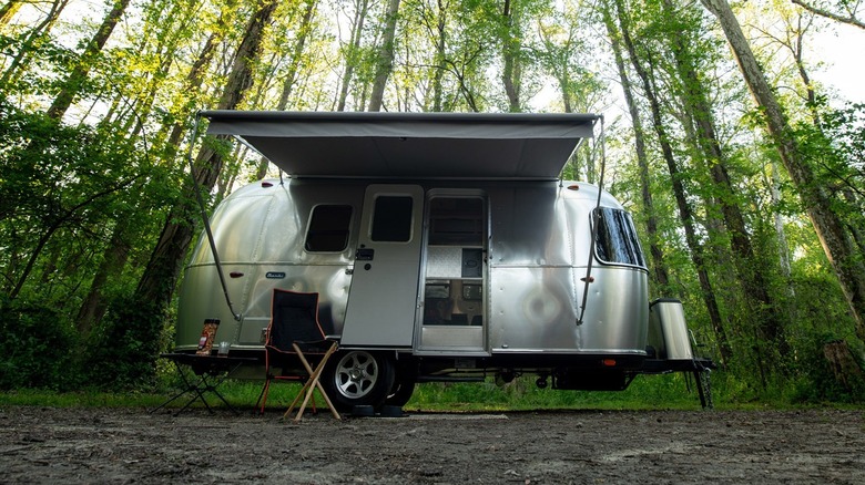 A New Airstream Bambi Travel Trailer In The Woods