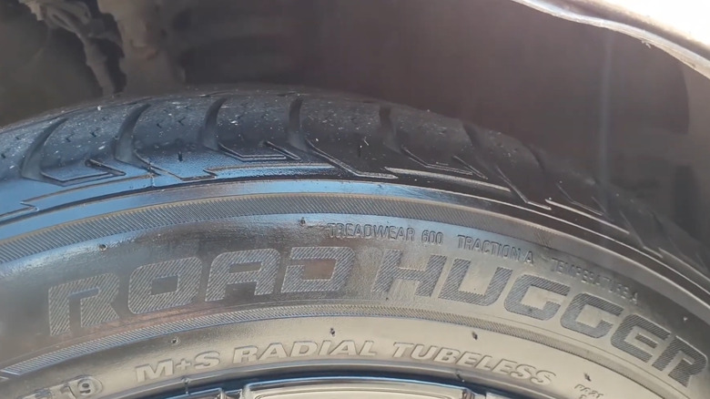 Road Hugger tire rating and brand stamps