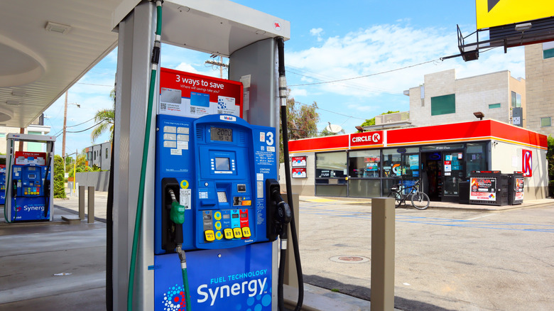 Gas pump at station in California