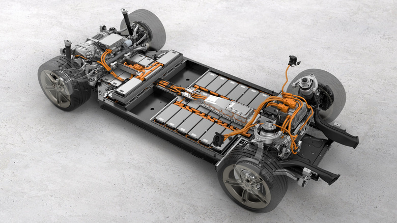 Porsche Taycan Turbo S transparent view of drive components