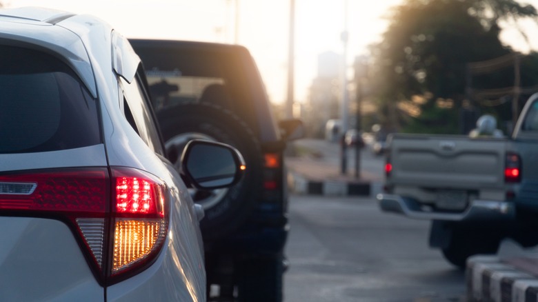 Car with amber turn signal