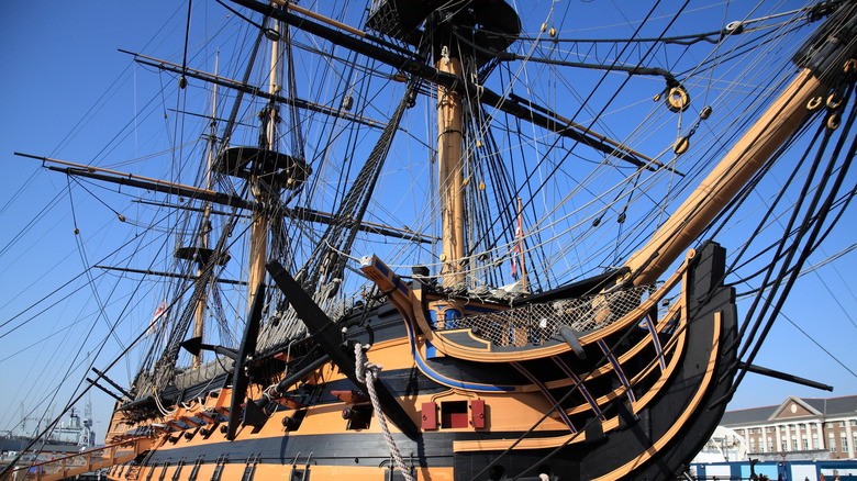 HMS Victory in dry dock.