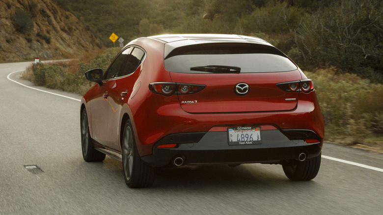 2019 Mazda3 hatchback on mountain road