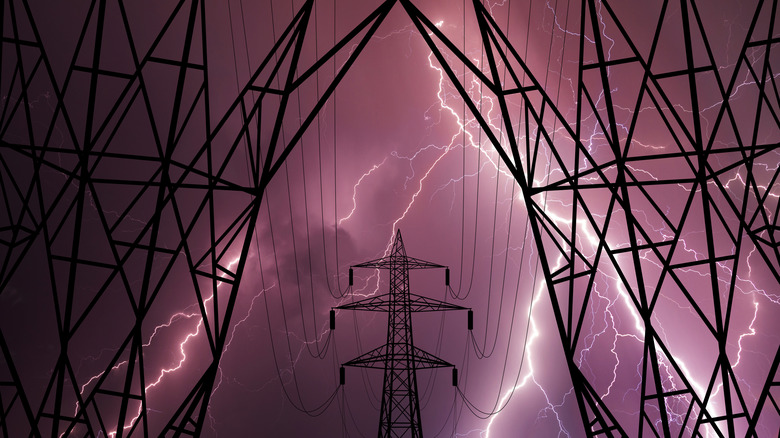 lightning near power line