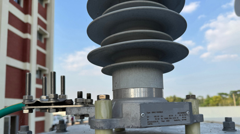 closeup of a lightning arrester