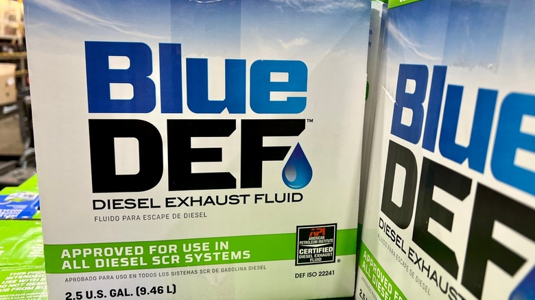 A diesel exhaust fluid sign
