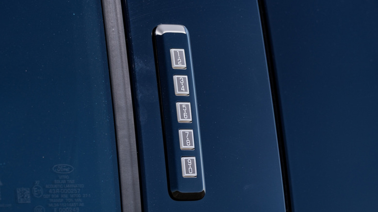 A Ford Securicode keypad on a vehicle pillar
