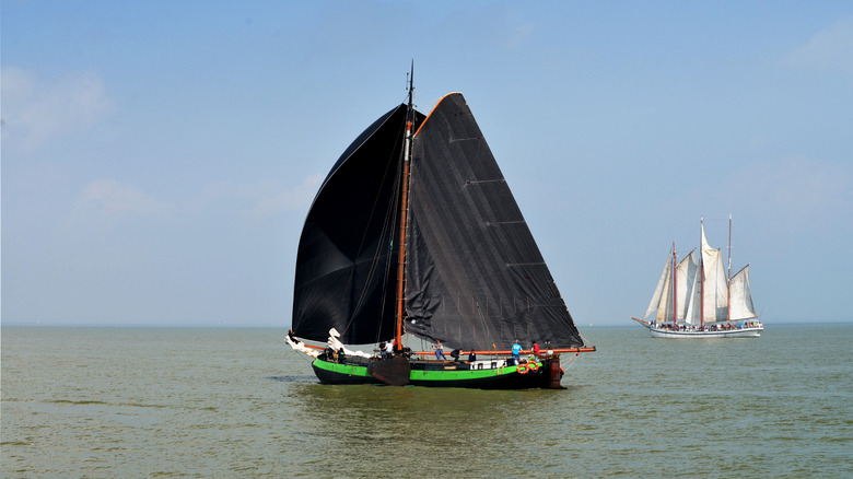 Sailing ships on Lake IJssel in the Netherlands