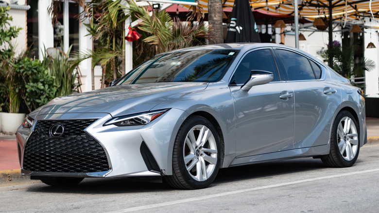 A Lexus car parked on the street
