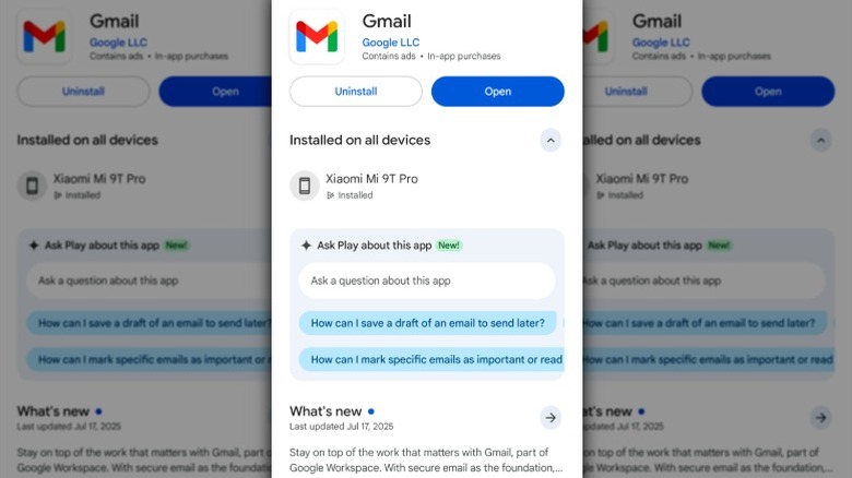 Gmail app in the app store
