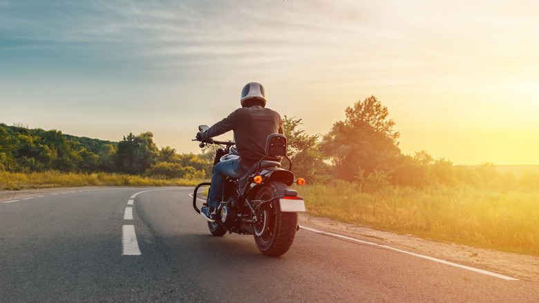 Harley Davidson rider on highway