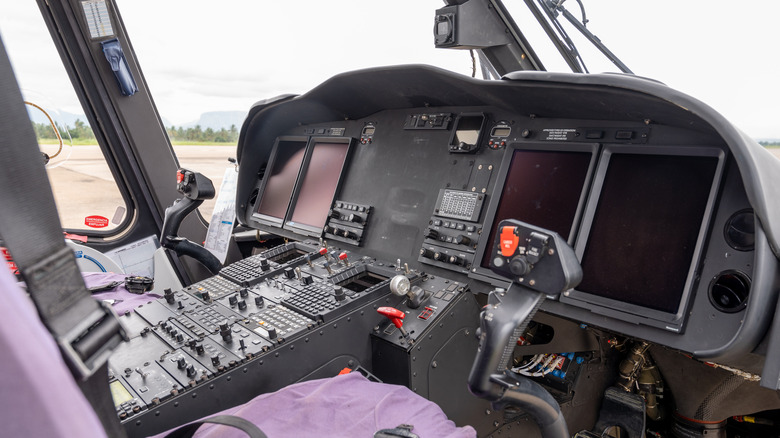 View of control systems of a helicopter