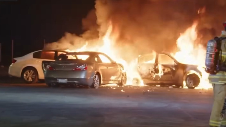 Stolen infiniti cars on fire