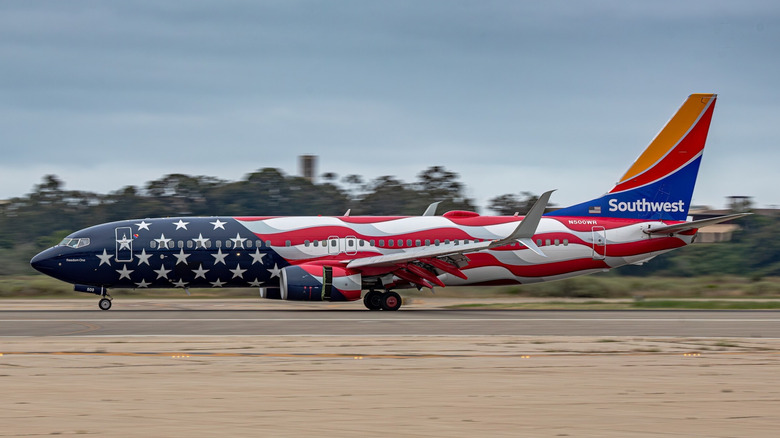 Southwest Airlines' Freedom One plane on the tarmac w