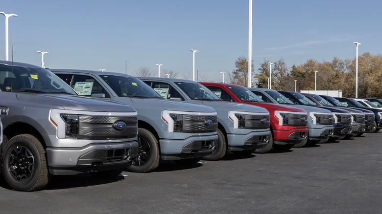 line of f-150 lightning trucks