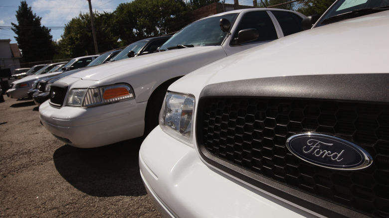 Ford Crown Victorias in storage