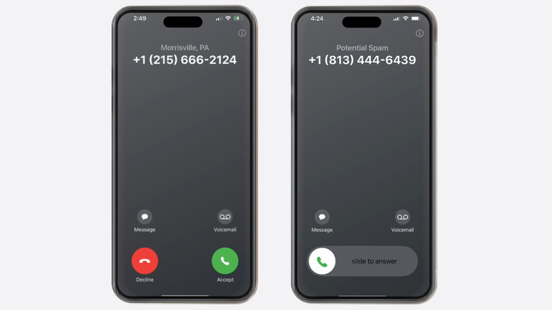 Incoming calls on two iPhone side by side