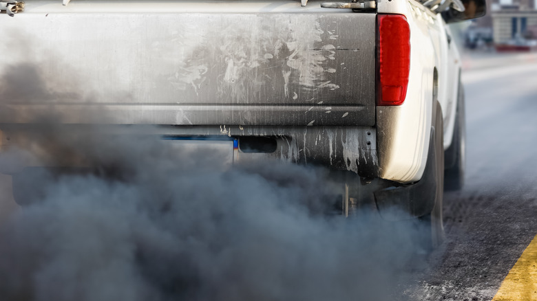 Diesel exhaust emitting black smoke