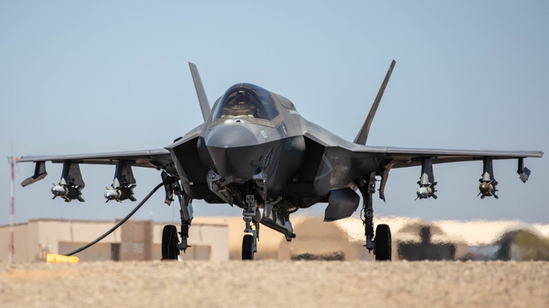 An F-35B Lightning II in "Beast Mode"