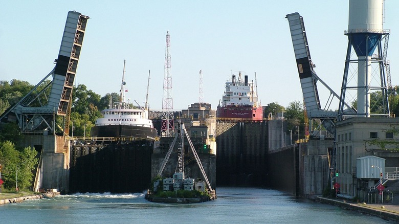 Ships at a Welland Canal lock