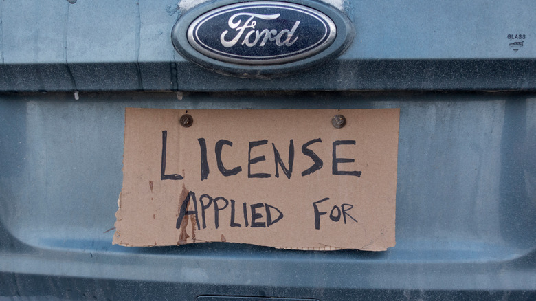 temporary license plate