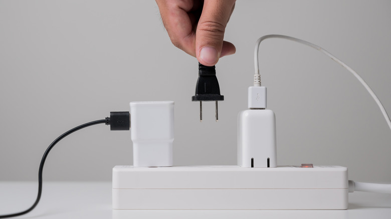 different chargers plugged in
