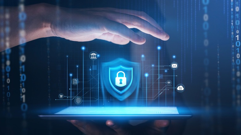 lock and shield symbol illustratedc