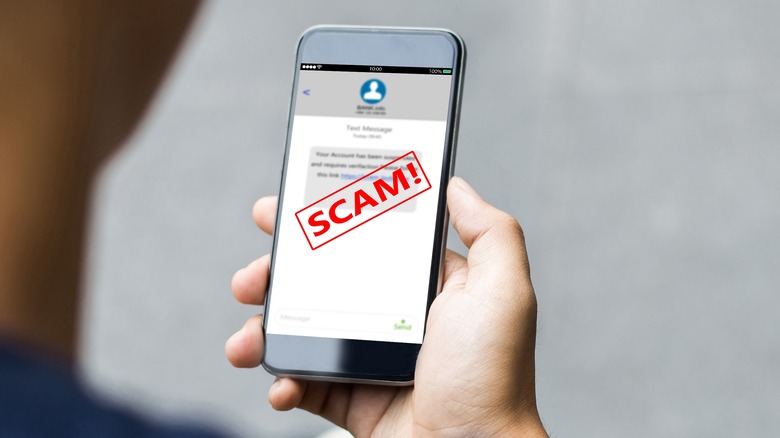 phone message with "scam" stamp