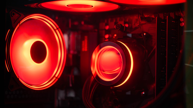 Interior of water cooled PC