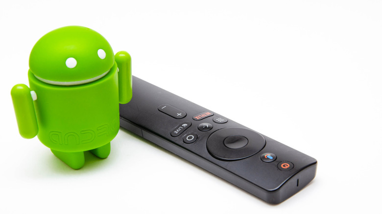 Android figure and tv remote