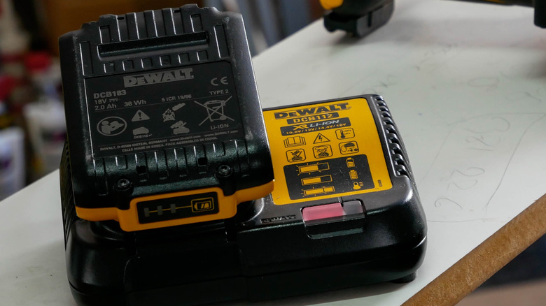DeWalt charger charging a battery
