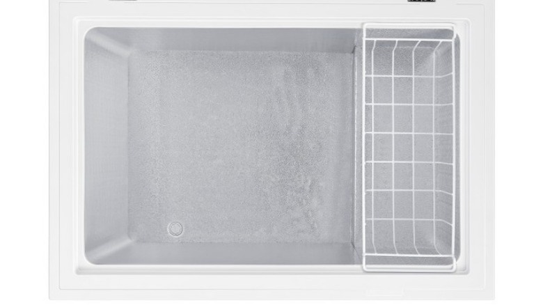 Inside of Hisense freezer with a white background