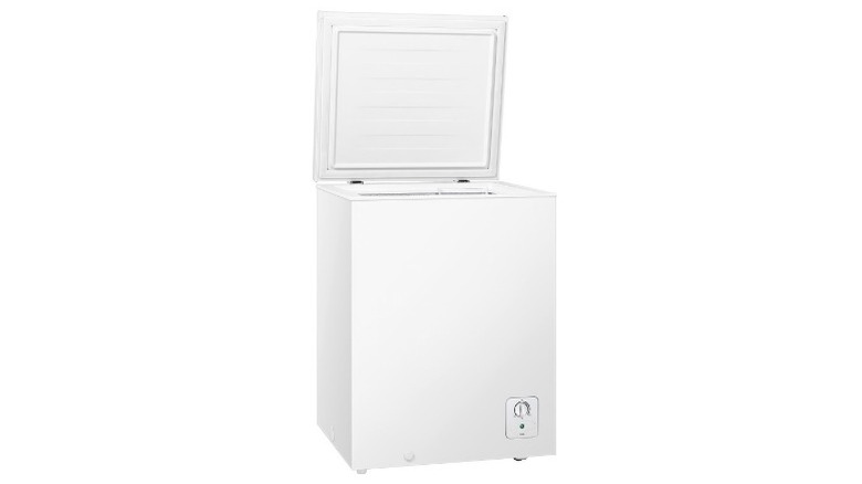 Hisense freezer  with door open on white background