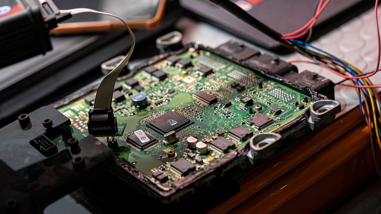 Close-up shot of a car's ECU