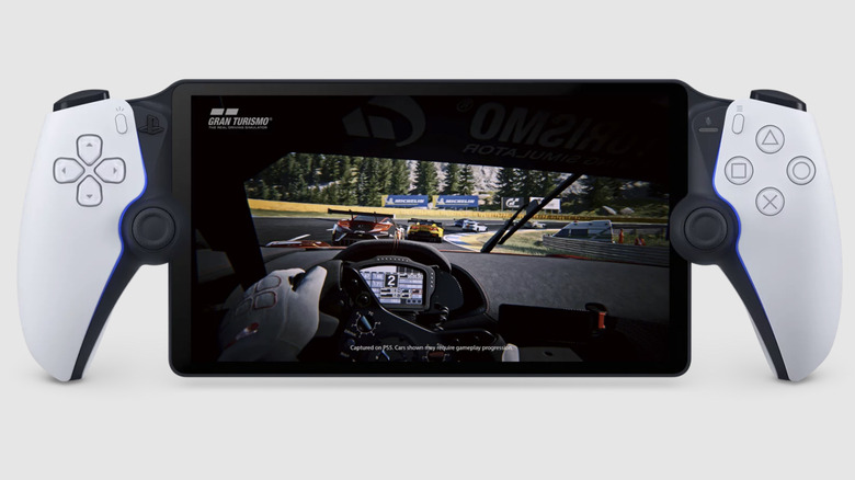 A racing game played on a Sony PlayStation Portal console.