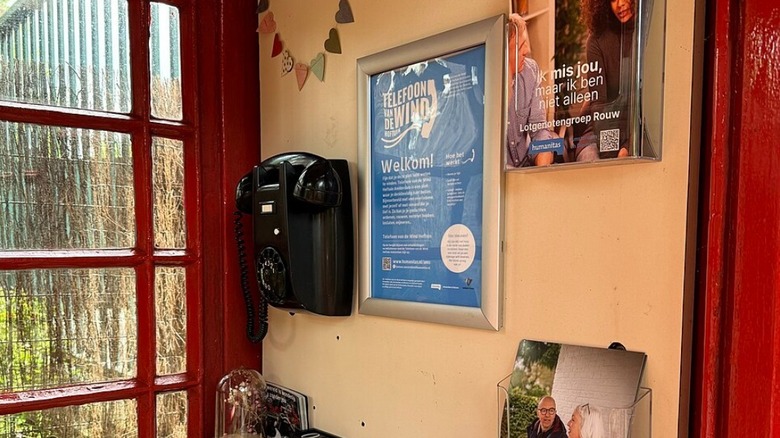 The interior of a wind phone booth in Amsterdam.