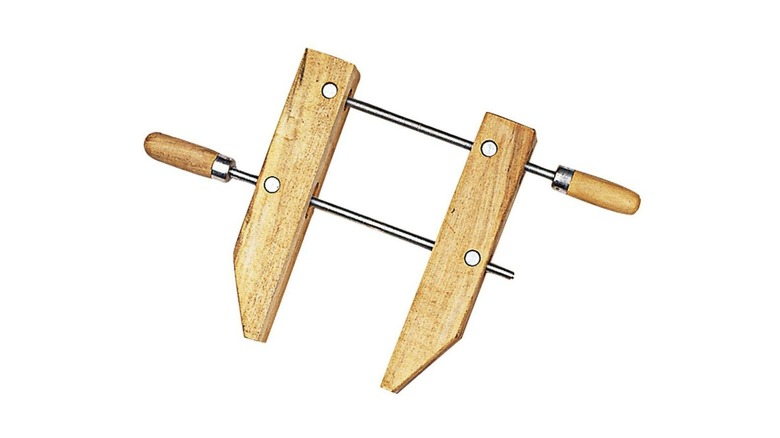 a wooden hand screw