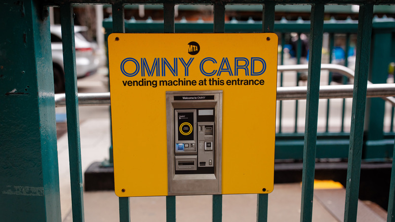 Sign showing OMNY card vending machines