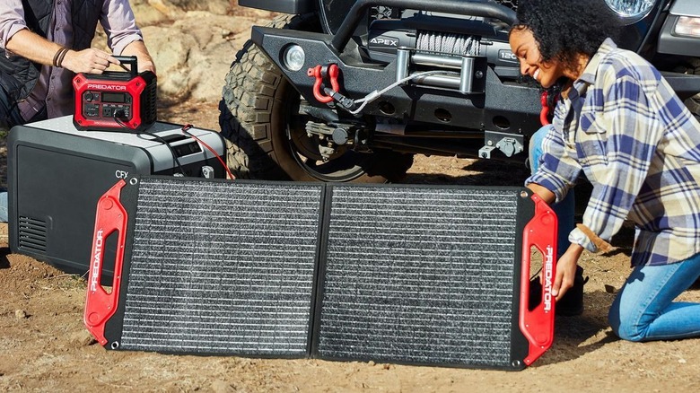 predator powerstation attached to solar panel