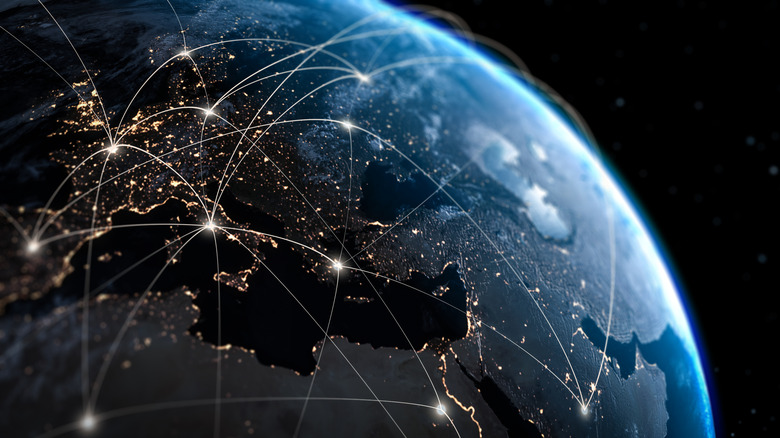 Interconnected earth shown through imaginary lines