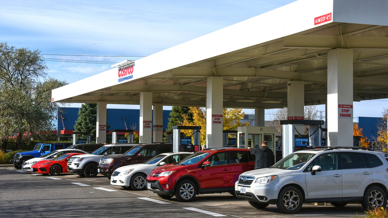Costco gas station with cars getting fuel