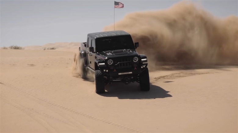 Maximus Hellcat Powered Gladiator driving in desert