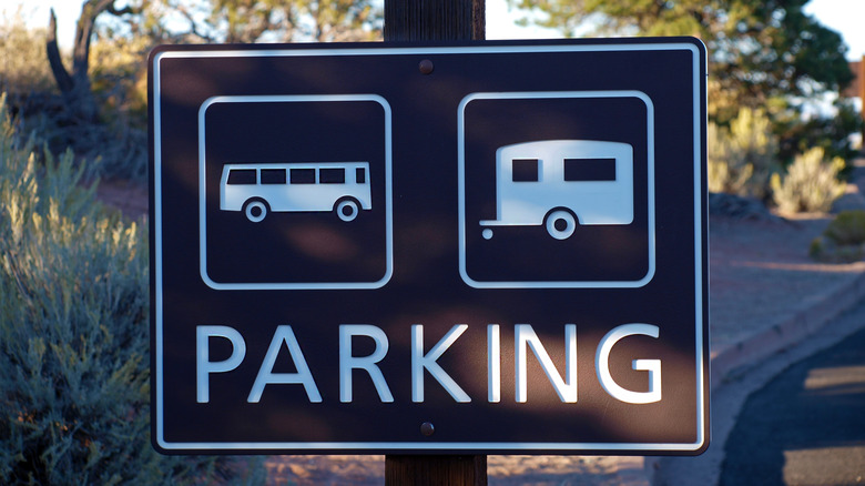 An RV Parking sign indicated where RVs can park